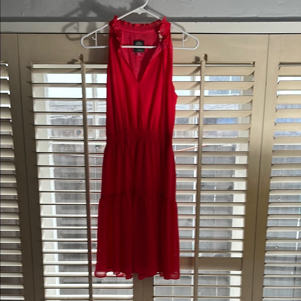 Vince Camuto Red Pleated Halter Sundress